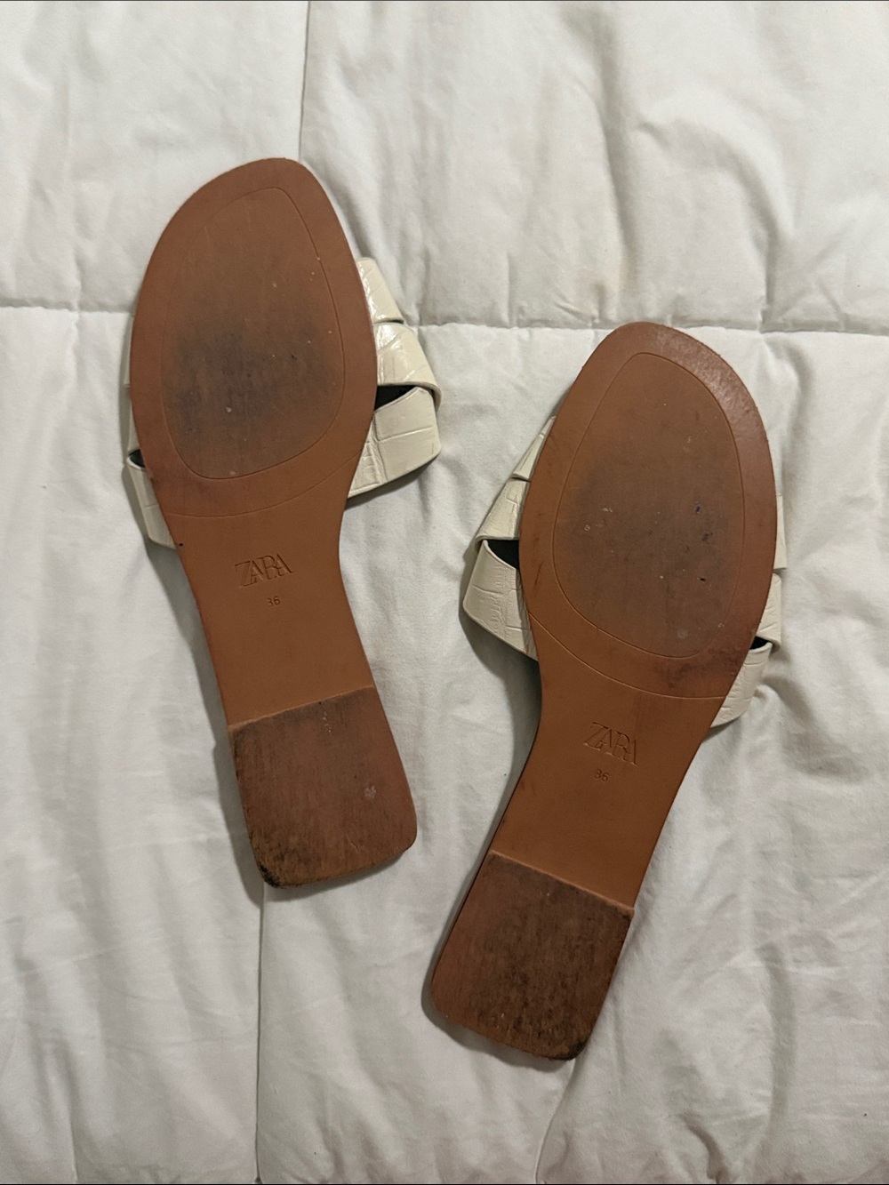 Zara Cream Braided Square-Toe Slide Sandals - Picture 3 of 3